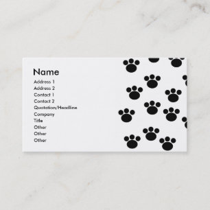 Tarjeta De Visita Modelo animal de la impresión de la pata. Blanco 