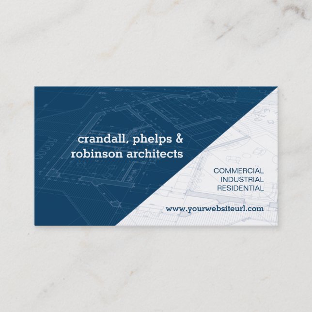Tarjeta De Visita Modelo arquitectónico azul (Anverso)