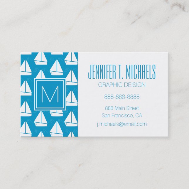 Tarjeta De Visita Modelo azul claro del velero (Anverso)