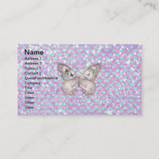 Tarjeta De Visita Modelo azul del purpurina de los corazones de la