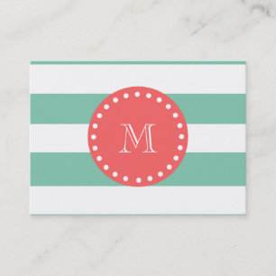 Tarjeta De Visita Modelo blanco de las rayas de la verde menta,