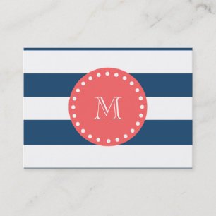 Tarjeta De Visita Modelo blanco de las rayas de los azules marinos,