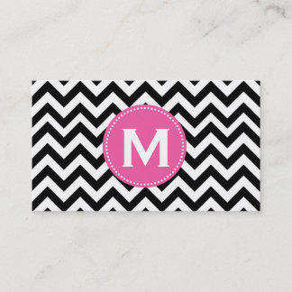 Tarjeta De Visita Modelo blanco negro de Chevron del monograma
