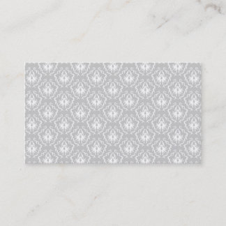 Tarjeta De Visita Modelo blanco y gris elegante. Damasco