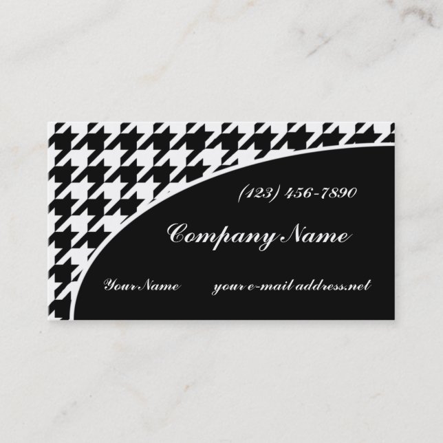 Tarjeta De Visita Modelo blanco y negro de Houndstooth (Anverso)