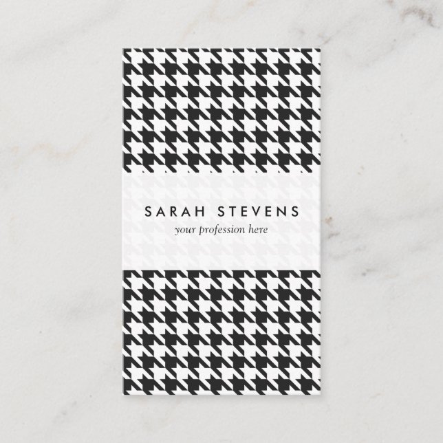 Tarjeta De Visita Modelo blanco y negro de Houndstooth (Anverso)