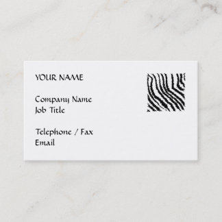 Tarjeta De Visita Modelo blanco y negro del estampado de zebra