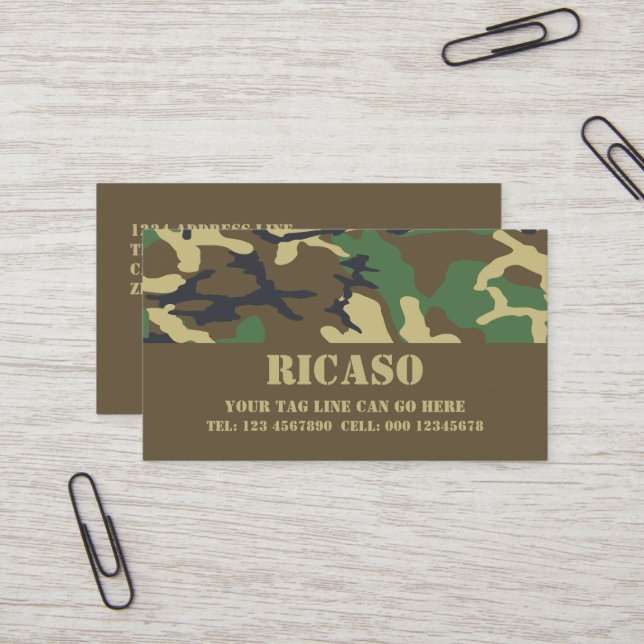 Tarjeta De Visita Modelo camuflado (Anverso/Reverso In Situ)