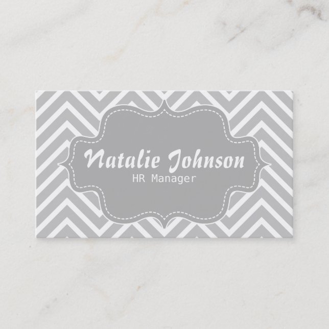 Tarjeta De Visita Modelo con clase y elegante, gris y blanco del (Anverso)
