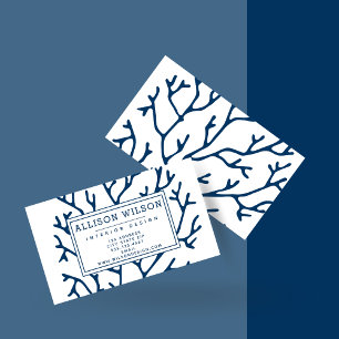 Tarjeta De Visita Modelo coralino azul verde azulado elegante - tema