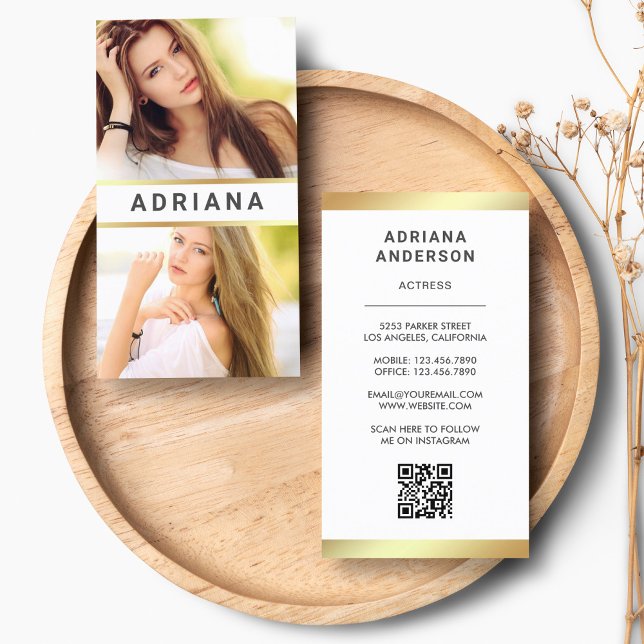 Tarjeta De Visita Modelo de actriz de oro blanco Código QR 2 Collage (Subido por el creador)