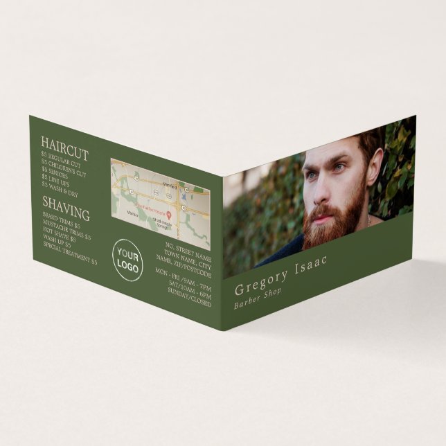 Tarjeta De Visita Modelo de barba de jengibre, barberos masculinos,  (Exterior)