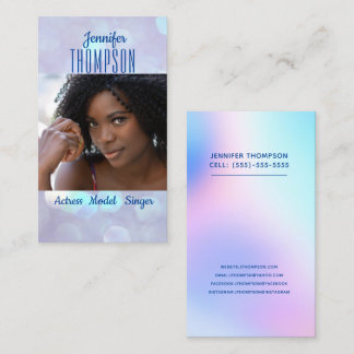 Tarjeta De Visita Modelo de cantante de actriz moderna purpurina azu