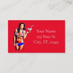 Tarjeta De Visita Modelo de fitness bikini patriótico Thunder_Cove