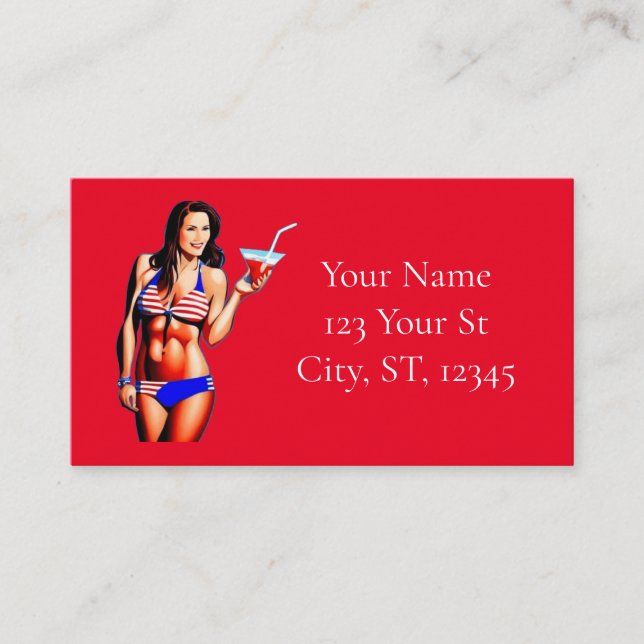 Tarjeta De Visita Modelo de fitness bikini patriótico Thunder_Cove (Anverso)