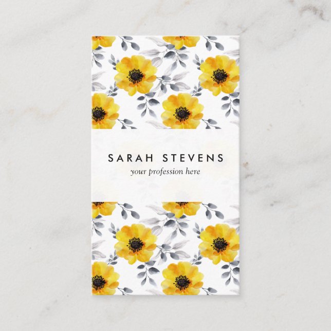 Tarjeta De Visita Modelo de flores amarillo femenino de moda (Anverso)