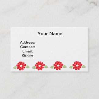 Tarjeta De Visita Modelo de flores rojo