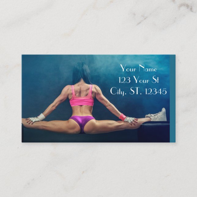 Tarjeta De Visita Modelo De Gimnasio Femenino Split Thunder_Cove   (Anverso)