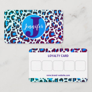 Tarjeta De Visita Modelo de impresión Rockabilly de Leopardo Azul br