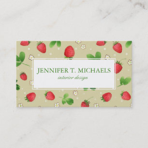 Tarjeta De Visita Modelo de las fresas de la acuarela