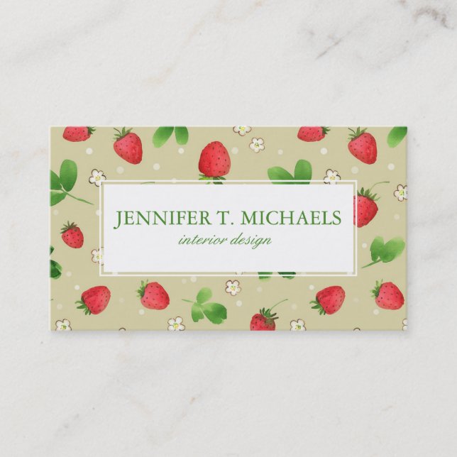 Tarjeta De Visita Modelo de las fresas de la acuarela (Anverso)