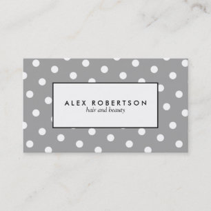 Tarjeta De Visita Modelo de lunar gris y blanco