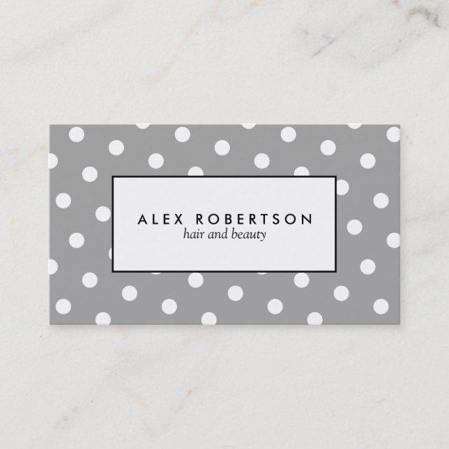 Tarjeta De Visita Modelo de lunar gris y blanco (Anverso)