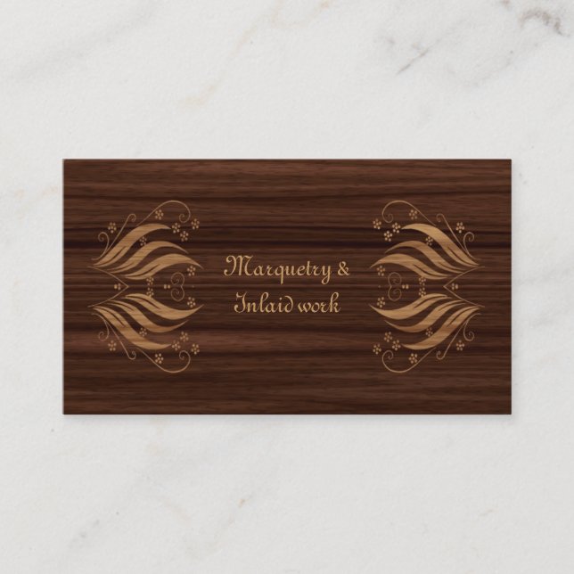 Tarjeta De Visita Modelo de madera embutido marquetería (Anverso)