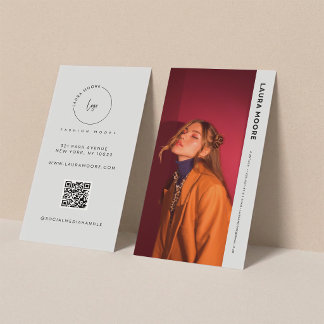 Tarjeta De Visita Modelo de Moda Moderno Foto Personalizada de Moda