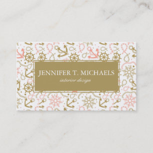 Tarjeta De Visita Modelo de oro del ancla del monograma