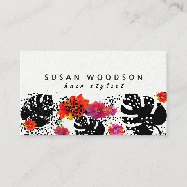 Tarjeta De Visita Modelo de punto floral de moda intrépido de (Anverso)