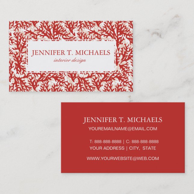 Tarjeta De Visita Modelo del coral rojo (Anverso / Reverso)