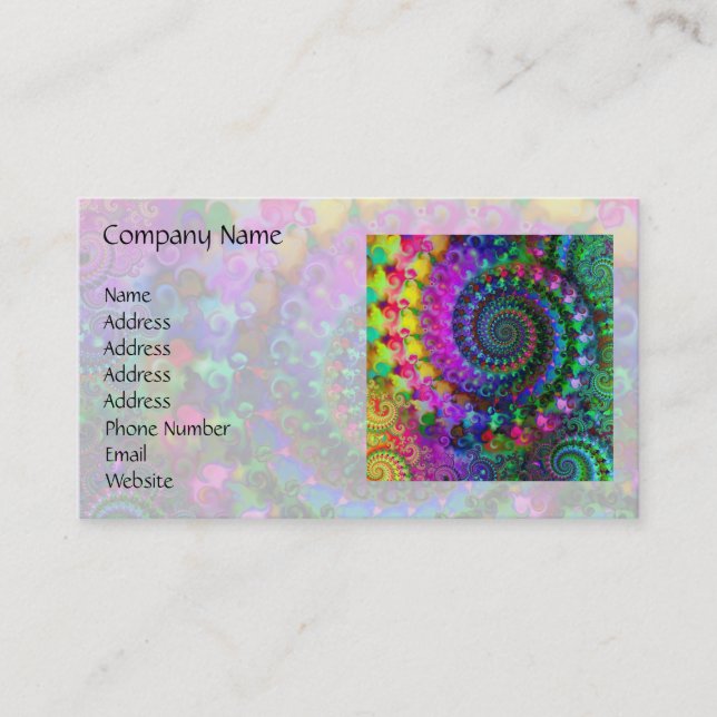 Tarjeta De Visita Modelo del fractal del arco iris del hippy (Anverso)