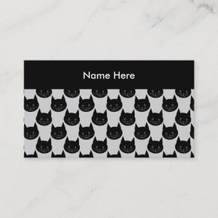 Tarjeta De Visita Modelo del gato negro en gris claro.