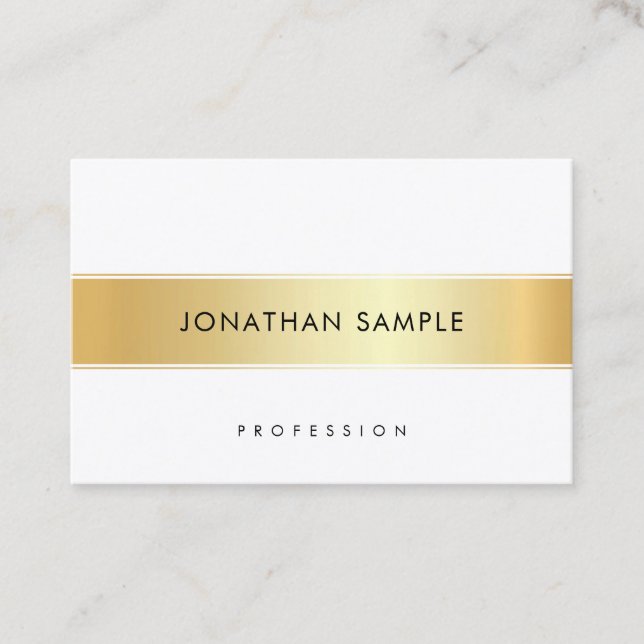 Tarjeta De Visita Modelo elegante de oro blanco personalizado modern (Anverso)