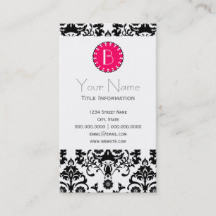 Tarjeta De Visita Modelo elegante del damasco con el monograma