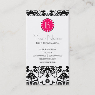 Tarjeta De Visita Modelo elegante del damasco con el monograma