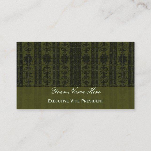 Tarjeta De Visita Modelo elegante del negro del verde verde oliva (Anverso)