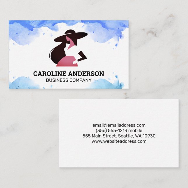 Tarjeta De Visita Modelo en ropa elegante | Acuarela (Anverso / Reverso)