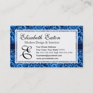 Tarjeta De Visita Modelo floral azul elegante rico de William Morris
