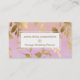 Tarjeta De Visita Modelo floral del art déco del oro de los pájaros