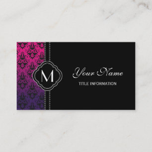 Tarjeta De Visita Modelo fucsia y púrpura del damasco