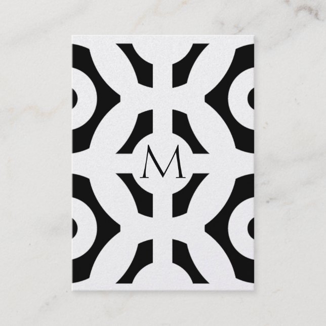 Tarjeta De Visita Modelo geométrico de la moda blanco y negro (Anverso)