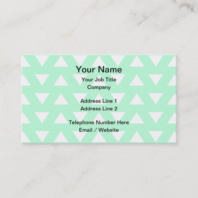 Tarjeta De Visita Modelo geométrico del verde menta y blanco (Anverso)