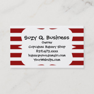 Tarjeta De Visita Modelo horizontal rojo y blanco de las rayas