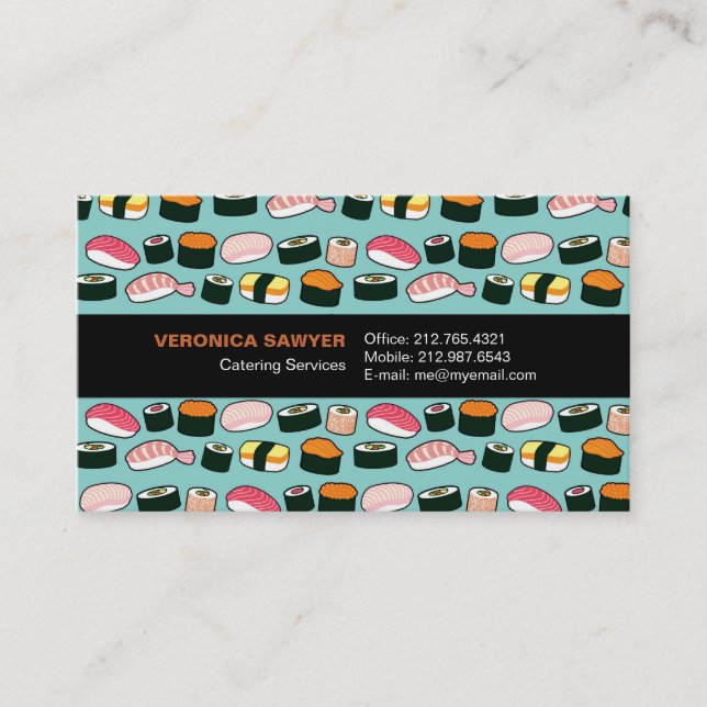 Tarjeta De Visita Modelo ilustrado Yummy Sushi Fun (Anverso)