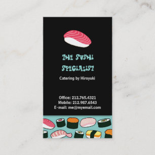 Tarjeta De Visita Modelo ilustrado Yummy Sushi Fun