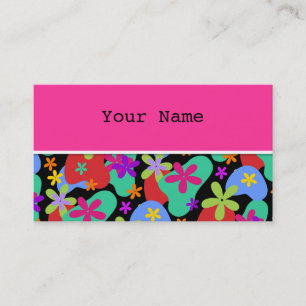 Tarjeta De Visita Modelo inconsútil de las flores retras coloreado