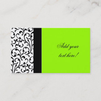 Tarjeta De Visita Modelo moderno verde elegante del damasco de la