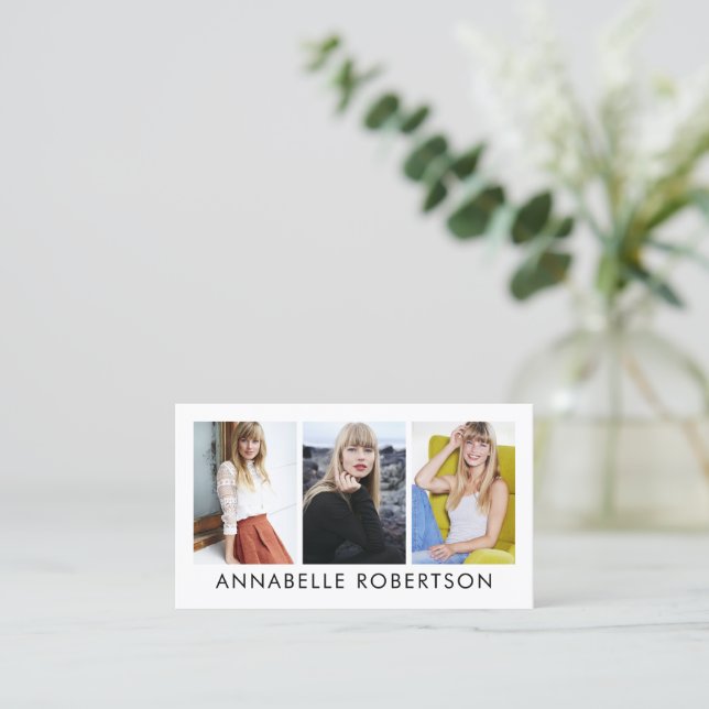 Tarjeta De Visita Modelo moderno y actor 3 Photo Pro (Anverso de pie)